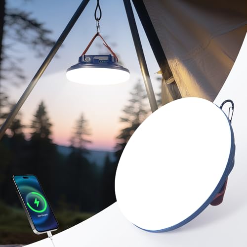 CREATE BRIGHT Camping Lights, Tent Lights for Camping, Rechargeable LED Camping Lantern with 4 Light Modes & Tripod Mount , Waterproof Tent Light for Emergency, Outdoor, Photography, Repair, Hurricane - color: navy blue