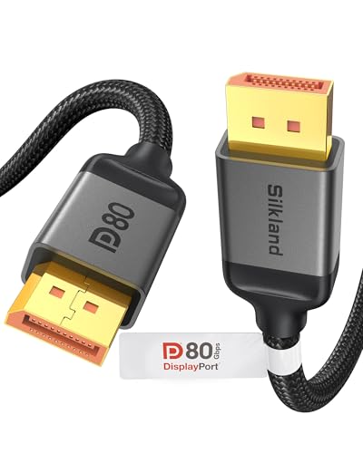Silkland 80Gbps DisplayPort Cable 2.1 3.3FT [VESA Certified], [8K@240Hz, 4K@540Hz 360Hz 240Hz] DP 2.1 Cable 16K, DP80 HDR DSC Display Port Cord Compatible FreeSync G-Sync Gaming Monitor 5090 7900XTX - size: 3.3 Feet