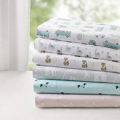 Intelligent Design Microfiber Cozy Bed Sheet Set, Modern All Season Bedding & Pillowcases, Premium 14" Elastic Pocket Fits up to 16" Mattress, Full Grey Llamas 4 Piece - color: Grey Llamas, size: Full