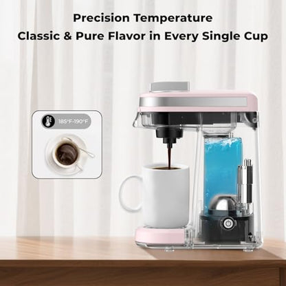 CHULUX Mini Coffee Maker for K Capsule, Single Serve Coffee Maker for One Cup Americano, Lightweight Pod Coffee Machine, Dusty Rose - color: Dusty Rose