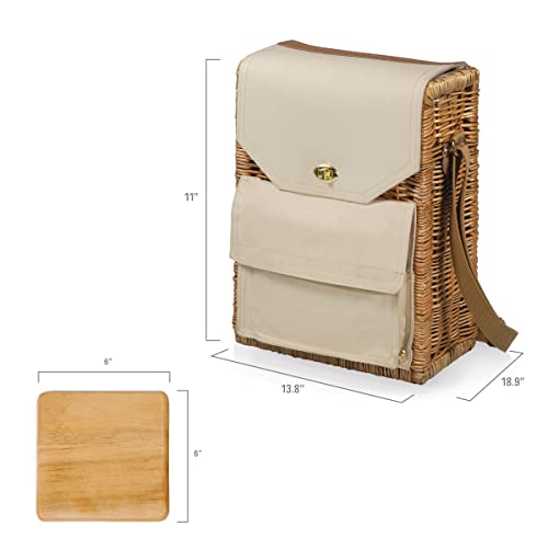 PICNIC TIME Corsica Wine and Cheese Picnic Basket, 2-Bottle Wine Tote Bag, Gift for Wine Lovers, (Beige Canvas) - size: 9.75 x 6.5 x 13.75, style: Corsica Wine & Cheese Picnic Basket, 2-Bottle Wine Carrier