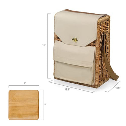 PICNIC TIME Corsica Wine and Cheese Picnic Basket - Tote Bag - Gift for Wine Lovers, (Beige Canvas), 12 x 7 x 17 (Pack of 2) - size: 9.75 x 6.5 x 13.75 (Pack of 2), style: Corsica Wine & Cheese Picnic Basket, 2-Bottle Wine Carrier