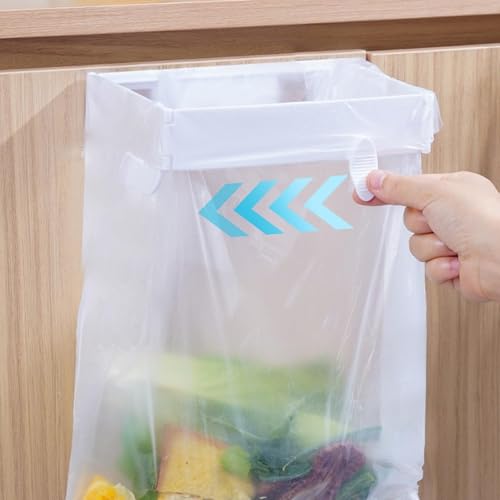 Foldable Trash Bag Holder - 2Pcs Wall Mounted Foldable Kitchen Trash Can Rack, Multifunctional Portable Hanging TrashHolder, for Cupboards Kitchen Cabinets Doors Toilets (White*2) - color: White*2