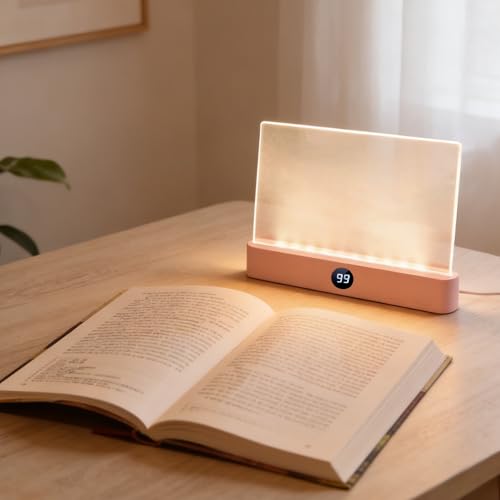 Book Light, Rechargeable Clear LED Flat Reading Light with 3 Colors & Timer, Dimmable Panel Plate Lamp Book Full Page Light for Reading in Bed at Night, for Women Readers Kids Book Lovers (Pink) - color: Pink