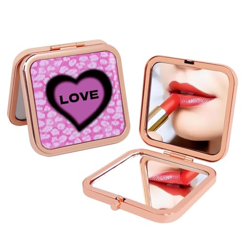Pocket Mirror Mini Travel Makeup Purse Compact Accessories Beauty Magnifying Double Sides Mirror Portable Handheld Folding for Women Girls Rose Gold Pink Heart - color: Rose Gold 7