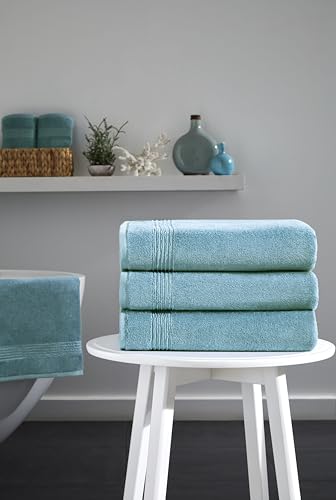Ozdilek 4-Piece Bath Towels, 27x54, 100% Turkish Cotton, Luxury Quick Dry, Extra Large, Fade-Resistant, Eco-Friendly, Spa Towel, Comfortable (Milky Blue) - color: Milky Blue
