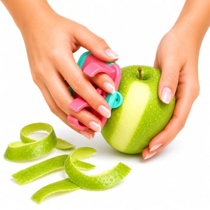 2 Finger Vegetable Peeler Easy Grip Safe Ergonomic Fruit & Potato Peeler for Arthritis Hands, Non Slip Kitchen Gadget for Carrots, Apples & Cucumbers with Stainless Steel Blade (Pink & Turquoise) - color: Pink & Turquoise