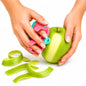 2 Finger Vegetable Peeler Easy Grip Safe Ergonomic Fruit & Potato Peeler for Arthritis Hands, Non Slip Kitchen Gadget for Carrots, Apples & Cucumbers with Stainless Steel Blade (Pink & Turquoise) - color: Pink & Turquoise