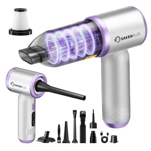 SakerPlus Mini Vacuum Cleaner, 3 in 1 Cordless Handheld Vacuum Cleaners, 18000Pa High Power Car Vacuum Cleaner with Brushless Motor,Adjustable Car Vaccum Portable for Cars,Desktop (Sliver and Purple) - color: (18000pa) Sliver and Purple