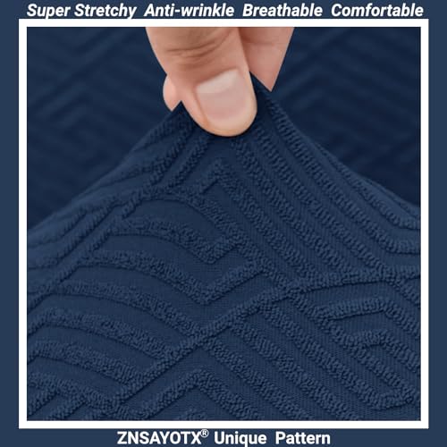 ZNSAYOTX Stretch Individual Cushion Covers Sofa Cushion Couch Seat Covers Slipcovers Soft Replacement Unique Pattern Furniture Protector with Elastic Bottom (Navy, 3 Pc Cushion Cover) - color: Navy Blue, size: 3 Cushion Sofa -Standard