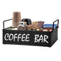 Coffee Station Organizer with Handles, Metal Coffee Bar Accessories Organizer for Countertop, Pod Holder Basket for Sugar Tea - Black Table Decor - style: Black -4 compartments