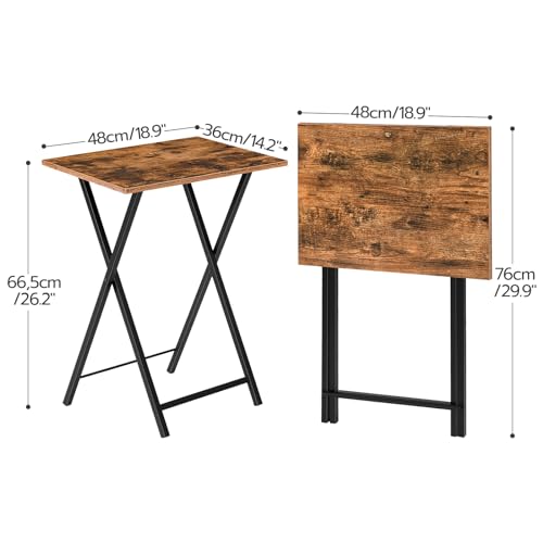 HOOBRO Folding TV Tray Tables, Set of 4 TV Trays with Storage Rack, Industrial Side Table for Eating at Couch, Foldable Snack Table for Small Space, Easy Assembly, Rustic Brown and Black BF50BZ01 - color: Rustic Brown + Black