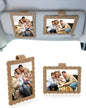 COOLYOUTH 2Pcs Car Picture Frame Car Visor Clip Picture Holders Leather Magnetic Photo Frames with Clip (2, Cloth-Khaki) - color: Cloth-Khaki