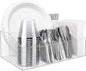 Acrylic Paper Plate Organizer and Dispenser – Extra Capacity Plate and Utensil Caddy for Plates, Cups, Napkins and Cutlery, Ideal for Kitchen, Parties, Picnics, Weddings, and Outdoor Events - size: Extra Capacity(13 x 8.66 Inch)