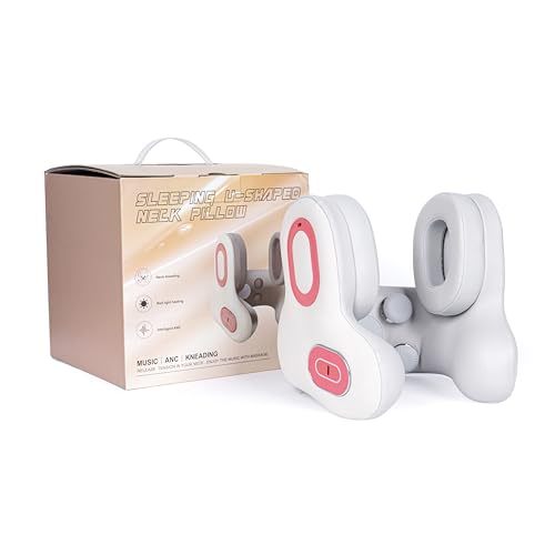 Travel Neck Pillow with Heat Vibration Bluetooth Support | Neck Support with Heating Vibration & Built-in Bluetooth Speaker Portable for Plane Car Travel Built-in Audio for Daily Rest