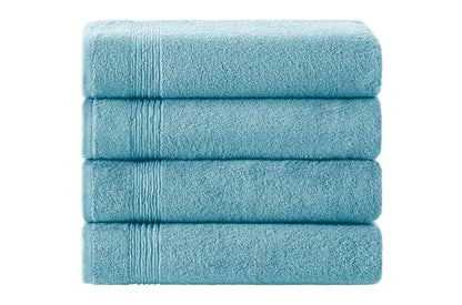 Ozdilek 4-Piece Bath Towels, 27x54, 100% Turkish Cotton, Luxury Quick Dry, Extra Large, Fade-Resistant, Eco-Friendly, Spa Towel, Comfortable (Milky Blue) - color: Milky Blue