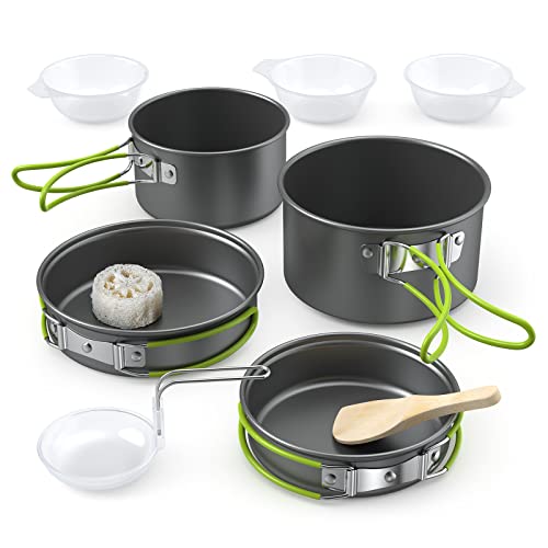 ACAGALA Portable Outdoor Tableware Camping Cookware 2-3 People Multifunctional Portable Cooking Set for Outdoor Stove