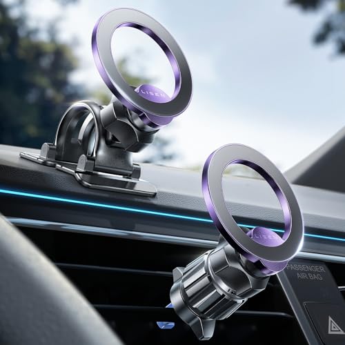LISEN for MagSafe Car Mount,Car Accessories for Women Men [2025 Ultra] Magnetic Phone Holder for Car 360 Dashboard Vent Phone Mount for Car Organization iPhone 16 15 14 13 12 Pro Plus Mini,Purple - color: Purple
