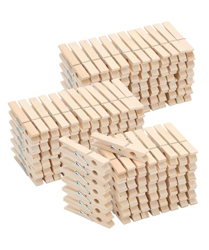 Mr. Pen- Wooden Clothes Pins, 2.9 Inch, 200 Pack, Bulk | Large Natural Wood Clips for Crafts, Classroom Projects, Hanging Photos, Chip Bags, Decoration, Rust Resistant Spring - color: Wood, size: 2.9 inch, 200 pcs