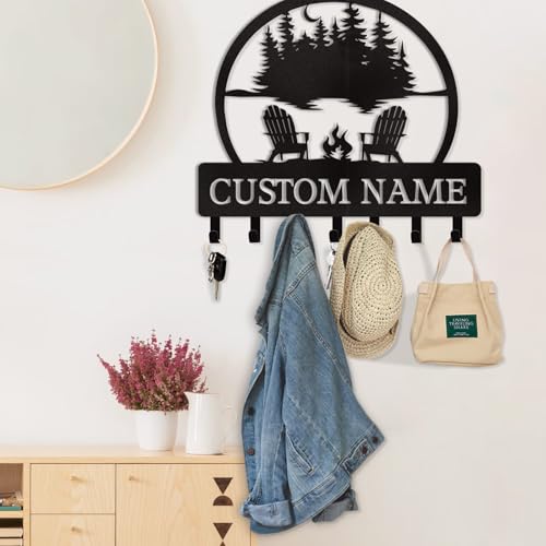 Dyoart Personalized Custom Name Key Holder - Wall Mounted Key Rack for Kitchen, Entryway, Hallway, Office, Doorway - color: 08 Camping