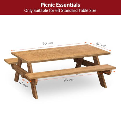 8ft Picnic Table and Bench Cover, Camping Essentials RV Gear, 96 in Waterproof Windproof Outdoor Elastic All Around Tablecloth, Fitted Rectangle Tables and Seats, Wood Grain - color: Wood Grain, size: 96"