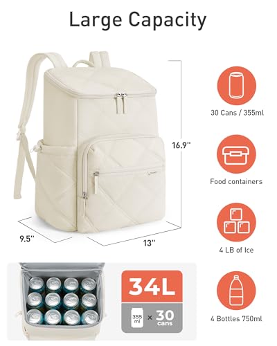 TOURIT Insulated Backpack Cooler: 30 Cans Waterproof Leakproof Soft Cooler Bag Beach Travel Picnic Camping - color: Black, style: 30 Cans 1.0