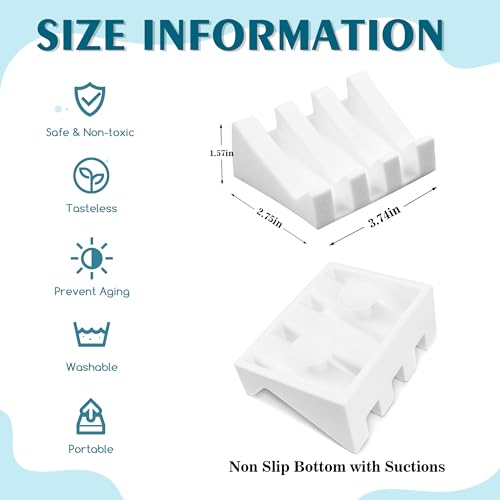 Soap Dish Holder for Shower with Suction Cup, Silicone Soap Holder & Saver Self-Draining Bar Soap Dish Keeps Soap Dry for Bathroom, Kitchen, Bathtub, Extends Soap Life (White-2Pack) - color: White - 2 Pack