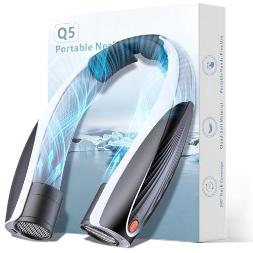 Kesguar Portable Neck Fan, 20H RunTime Cooling Fan, 6 Speeds 360° Airflow Personal Fan, Rechargeable Hands Free with 6000mAh Battery Wearable Fan Gifts for Women Men Outdoor Travel Camping - color: White Black