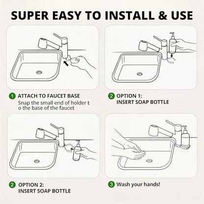 RV Round Soap Dispenser Holder, Durable Stainless Steel Organization Accessories to Secure Soap Bottle, for Camper, Camper Van or Motorhome, Fits Round RV Faucets & Bottles, Easy Snap-On, Space-saving
