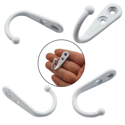 4 Pcs Wall Mounted Hooks for Bedroom,Bathroom,Kitchen,and Cabinet Hangers (with 8 Screws)-White - color: White