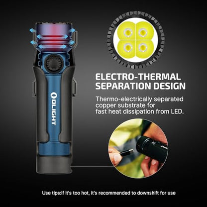 OLIGHT Seeker 4 Pro Rechargeable Flashlights, 4600 Lumens High Powerful Bright Light with USB C Holster, Waterproof IPX8 for Emergencies, Camping, Searching (Midnight Blue Cool White) - color: Midnight Blue