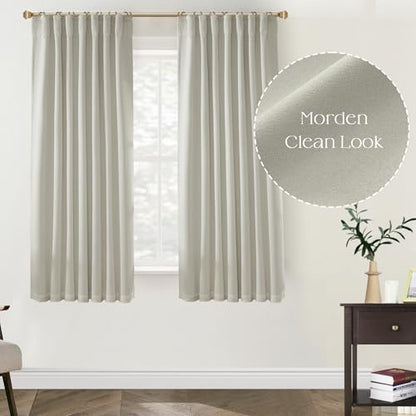 63 Inch Length Blackout Curtains 2 Panel Set, Back Tab Linen Textured Thermal Insulated Drapes, Black Out Room Darkening Curtains for Bedroom 63 Inches Long, Greige - color: Greige, size: 52"W x 63"L (Pack of 2)
