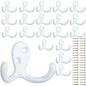 IBosins 20 Pack Heavy Duty Coat Hooks Wall Mounted with 40 Screws Wall Hooks Retro Double Prong Hooks Utility Hooks for Coat, Scarf, Bag, Towel, Key, Cap, Cup, Hat - color: 20 Pcs White