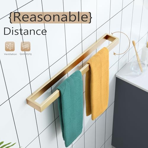 KOKOSIRI Towel Bar Brushed Gold Bath Towel Holder 20 Inch Kitchen Towel Hanger Rack Stainless Steel Bathroom Hardware Wall Mounted, 1 Pack B4008BG-L20 - color: Brushed Gold, size: 20-Inch