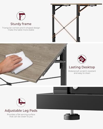 Vantic 31.5" Folding Desk, Foldable TV Tray Table for Eating on Couch, Extra Large TV Dinner Trays, Portable Fold Computer Writing Desk Table for Home Office, Greige - color: Greige