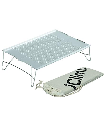 iClimb Mini Solo Folding Table Ultralight Compact for Backpacking Camping Hiking Beach Picnic (Silver - S) - color: Silver, size: Small
