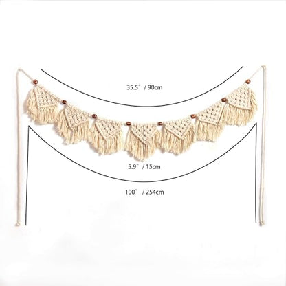 Eiyye Boho Tassel Garland Wall Hanging Handmade Cotton Bohemian Banner Home Decor for Bedroom Living Room Nursery, Party & Wedding Decoration（7-Flag）