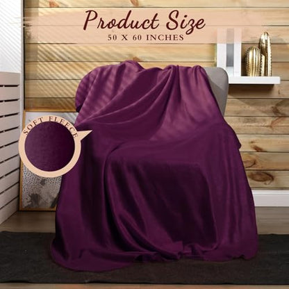 Buryeah 10 Pcs Fleece Blanket Bulk Soft Warm Fleece Blankets Cozy Lightweight Throw Blankets Plush Pet Throw Blanket for Home Bed Sofa Office Wedding Gifts Travel(50" X 60",Purple) - color: Purple