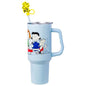 Silver Buffalo Peanuts Gang Charlie Brown, Snoopy, Woodstock, Lucy, Sally, Linus, Double Walled Stainless Steel Tumbler with Handle, Straw, and Straw Cap, Fits in Standard Cup Holder, 40 Ounces - color: Peanuts Gang Charlie Brown