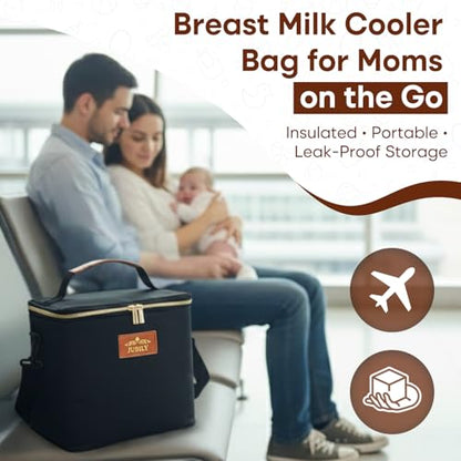 Breast Milk Cooler Travel Bag, 9.6L - Insulated Cooler Bag with Leak-Proof PEVA Liner | Portable Breastmilk Cooler Bag with Ice Packs for Cooler | Bottle Storage Organizer Baby By Jubily