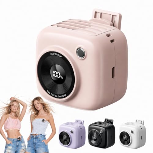 Portable Waist Fan, Rechargeable Wearable Fan w/ LED Display, 3 Speeds, 3000mAh Battery, 10H Runtime, Mini Turbo Airflow, Clip on Belt/Shirt/Hat,Travel Essentials Gift for Women,Makeup,Concert -1 PACK - color: Pink, size: 1-Pack