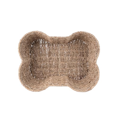 OtterPets Dog Toy Basket, Bone Shaped Dog Toy Bin, Handmade Pet Organizer And Storage, Toy Box for Cats, (17x13 Seagrass) - size: Medium (17x13")