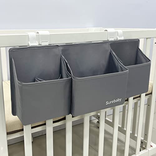 Hanging Baby Diaper Caddy, 3-in-1 Diaper Caddy Organizer Holder For Baby Crib, Nursery Organization Diaper Stacker Storage For Crib, Changing Table-Grey - color: Grey, size: Standard-regular
