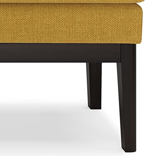 SIMPLIHOME Carlson Ottoman Bench - 45 inch Wide Upholstered Vegan Leather Rectangle Ottoman in Marigold, Mid Century Modern Bench for Bedroom, Entryway or Living Room with Padded Seat - color: Marigold, style: Ottoman Bench