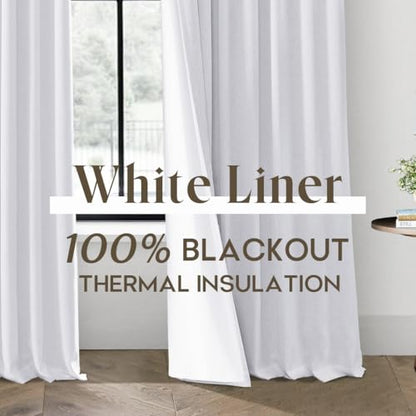 PANELSBURG Greyish White Blackout Curtains 63 Inch Length, Modern Polished Linen Textured Drapes, Thermal Insulated Room Darkening Window Curtain for Bedroom Living Room - color: Greyish White, size: 52"W x 63"L (Pack of 2)