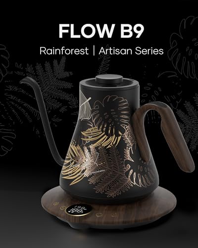 Cocinare Gooseneck Electric Kettle, ±1°F Precise Temperature Control, 1500W Fast Heating, Pour Over Coffee & Tea Kettle with Brew Timer & Keep Warm, Stainless Steel, 0.9L (Rainforest) - color: Rainforest