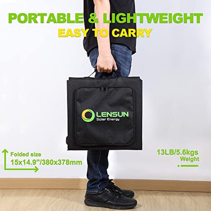 LENSUNSOLAR 200W 12V Portable Solar Panel Blanket with Standard Connectors for Solar Generator Power Station, Lightweight Ultra-Thin only 5.2 kgs/11.4 lbs - size: 200W Blanket