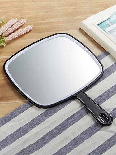 OMIRO Hand Mirror, Extra Large Black Handheld Mirror with Handle, 9" W x 12.4" L (Pack of 3) - size: 12.4"L x 9"W - Pack of 3