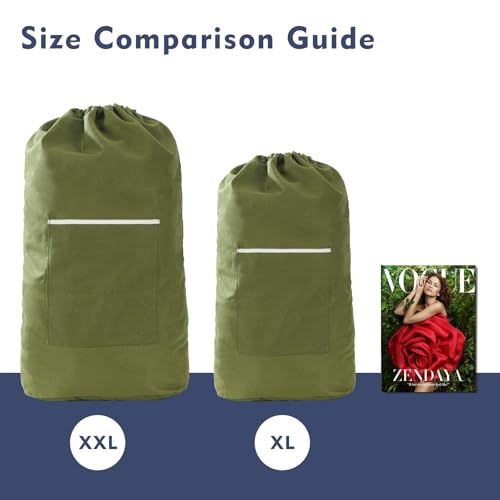Canvas Laundry bag, Washable Laundry backpack, Adjustable Straps, Large Front Pocket, Drawstring Closure (ARMY GREEN, XX-Large) - color: ARMY GREEN, size: XX-Large