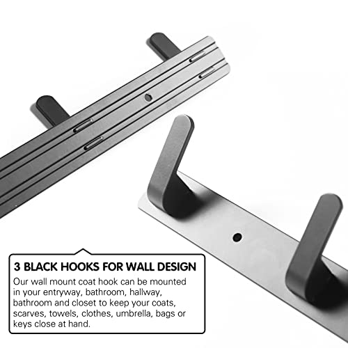 3 Hooks Matte Black Bathroom Towel Hooks Mounted Wall Adhesive Heavy Duty Farmhouse Bath Coat Stick on Rack Hat Wall Hook Sticky Black Kitchen Robe Rack Coat Hook Black 3 Hooks Rack Towel for Bathroom - color: Black, size: 9.25*1.18*1.38 inch（3hooks）